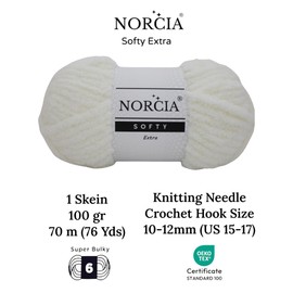 NORCIA Softy Yarn, Fluffy Yarn, 100 gr (76 Yds) Soft Yarn for Crocheting, Plush Yarn for Amigurumi, Chenille Yarn, Baby Blanket Yarn Crochet & Knitting, Fur Yarn