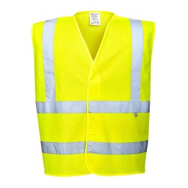 Portwest FR70YER4X/5X Hi-Vis Vest, Flame Resistant, Regular, Size: 4X/5X, Yellow