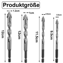 Pack of 4 Straight Wall Drill Bits with 4 Cutting Edges, Power Bit Drill, Sawtooth Drill with 4 Blades, Eccentric Drill, Sawtooth Drill, for Metalworking, Construction, Mining, Automotive Industry (6