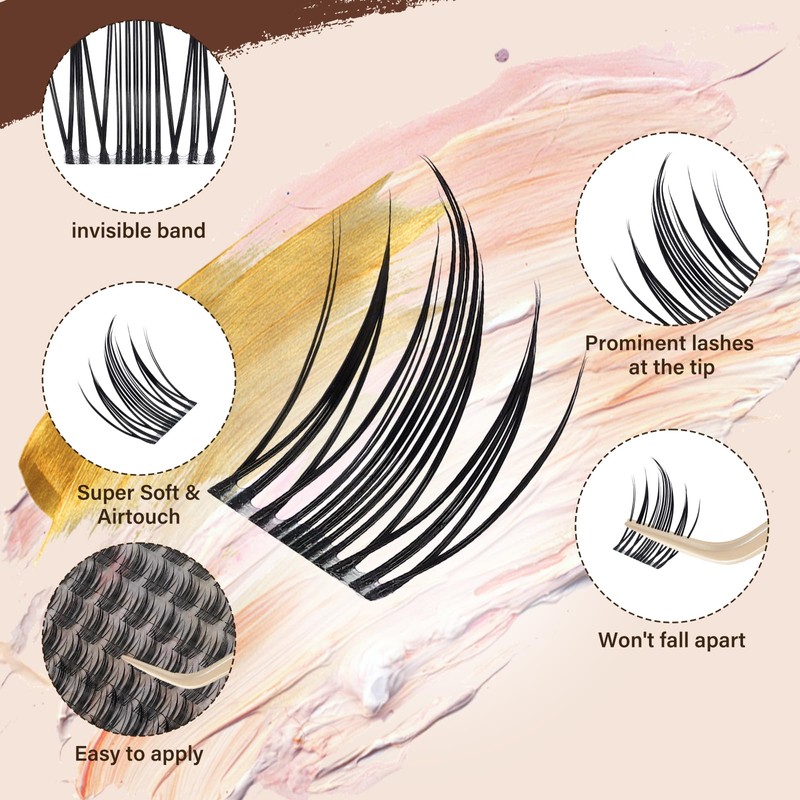 JMS&JMS Lash Clusters Kit Natural Cluster Lashes Invisible Band with