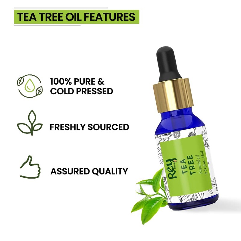 Rey Naturals Tea Tree Essential Oil for Skin, Hair and