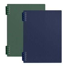 CALLYSONIC Pack of 2 College Notepad A4 Lined Ring Binder A4 with Removable Pages, Lined Notepad, School Supplies, Lined Pad, No Print on Hand, 60 Sheets, Navy Blue, Green (Green-2)