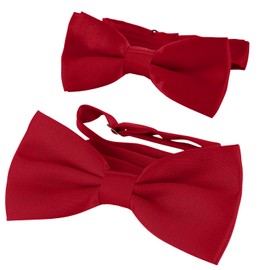 DonDon Father & Son matching set of bowties, pre-tied and smoothly adjustable - Dark Red