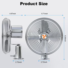 XGGYA Heavy Duty 12V 6" Car Fan,2-Speeds Fan,All-Metal Fan for RVs, Cars, Trucks, etc.Cigarette Lighter Cooling Fan,Helps to Circulate the Air in Your Car.(Cord Length 6FT)