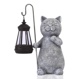 Tanner & Co Cat Solar Statue Garden Decor – Cat Gifts for Cat Lovers - Garden Ornaments Outdoor - Cat Decor Outdoor Statues -Cat Garden Figurines - Garden Solar Light Statue