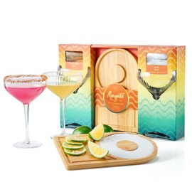 2-Pack Premium Margarita & Cocktail Flavored Salt Rimmers + Glasses & Wooden Rimmer Board, Variety Set 3.5oz - Chili & Original Drop Sugar, Salets, No Silicon Dioxide, Kiri & Sons