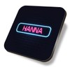 1 x Square Coaster - Neon Sign Design Hanna Name