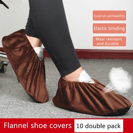 CYlovinho Reusable Non Slip Shoe Covers, Non Slip Shoe Protectors Covers, Universal Soft Washable Thickened Foot Boot Shoe Covers for Indoors Home Laboratory (Brown)
