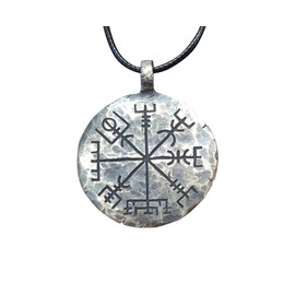 Baldur Jewelry - 925 Sterling Silver Viking Compass Necklace Vegvisir Guiding Pendant Norse Jewelry Amulet With Adjustable String - Viking Gifts for Men - Viking Jewelry for Men - Viking Necklace