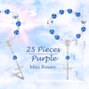 25 Pieces Blue Baptism Rosary Mini Rosaries Small Rosary Party