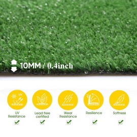 Artificial Grass Rug 0.4" Customized Sizes,Fake Grass Turf Mat Synthetic Lawn Carpet,Faux Grass Landscape for Décor,Astroturf for Dogs with Drain Holes