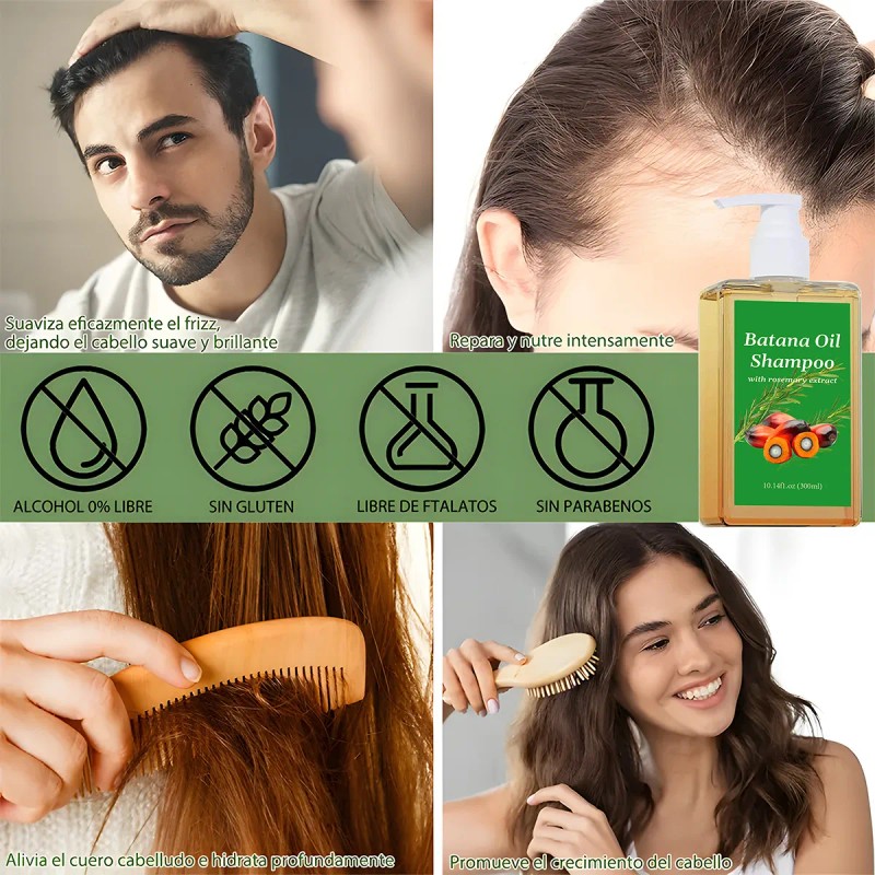 300ml*2pcs Champú Batana, Crecimiento Del Cabello