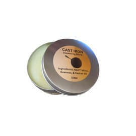 Cast Iron Seasoning Block by Wild Roots Family Farm, 3.5 oz, Natural Beef Tallow and Beeswax Blend
