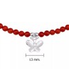 AeraVida Charming Peace Butterfly Round Red Coral Gemstone Sterling Silver