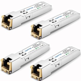 QSFPTEK 4 Pack Gigabit SFP Copper RJ45 Module 10/100/1000BASE-T SFP to RJ45 Mini-GBIC Transceiver for Cisco GLC-T/SFP-GE-T, Mikrotik S-RJ01, up to 100 m - 4 Pack