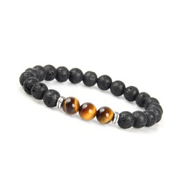 GD GOOD.designs EST. 2015 Chakra bead bracelet lava stone for men - Natural stone bracelet with black lava beads I Unisize energy bracelet men