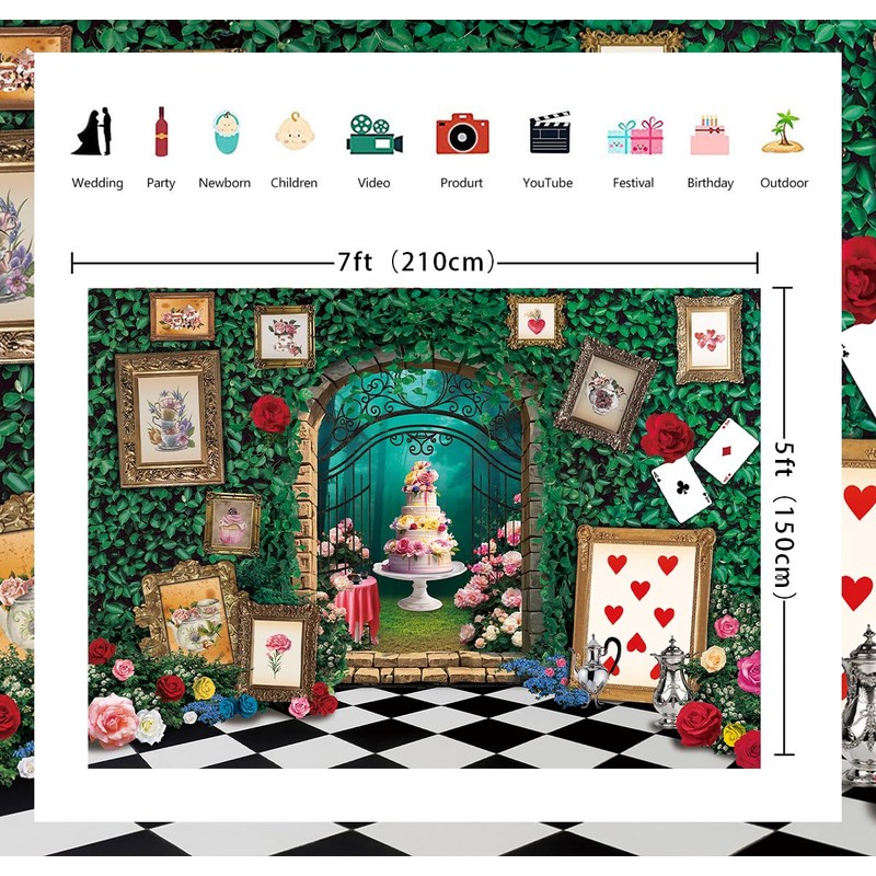 Wonderland Photo Backdrop 7X5FT Wonderland Tea Party Decorations