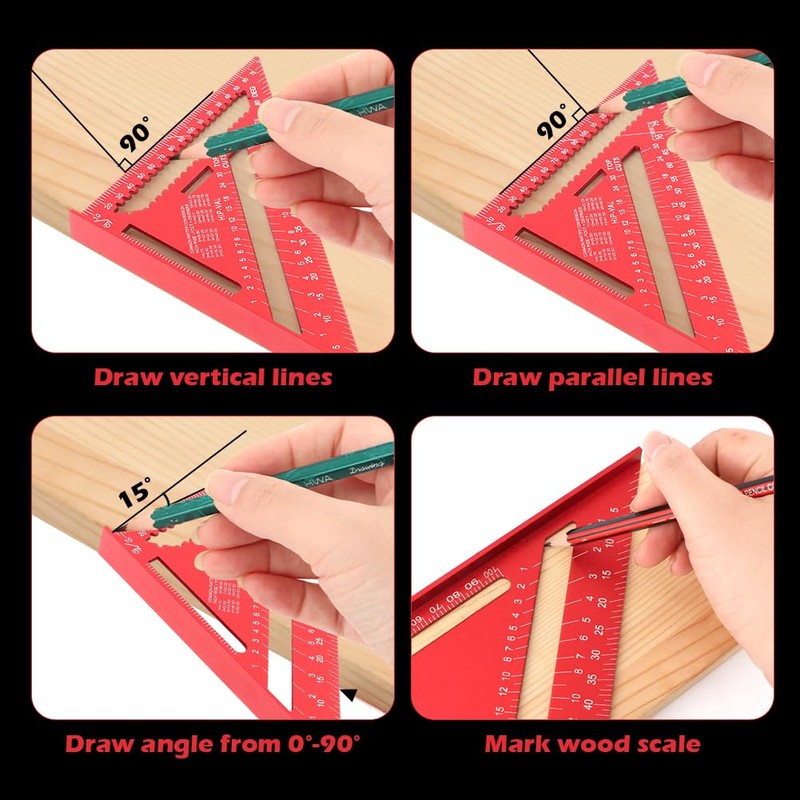 Carpenter Square 7 Inch Metal Squares Ruler Aluminum Alloy -
