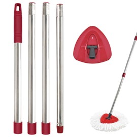 Mop Handle for Ocedar, Spin Mop Replacement Handle for O Cedar, 4 Section Spin Mop Handle and Base for Ocedar, 30" to 58" Mop Stick Mop Pole Handle and Base for Ocedar Spin Mop