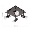 MiniSun Modern Square Black Chrome 4 Way Adjustable GU10 Ceiling
