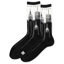 Hot Sox Women's NYC Skyline Crew Socks 1 Pair, Black, Women's 4-10 Shoe