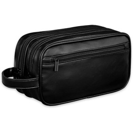 Neceser para Hombre Impermeable, 3 Compartimentos, 27×14×10 cm (Negro)