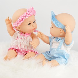 Bibi Doll Twin Baby Dolls Boy and Girl - Lucy and Lou 14" Anatomically Correct Realistic Baby Dolls with Cute Blue and Pink Complimenting Outfits - Perfect Small Baby Dolls for Girls and Boys