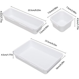 8 Pieces Interlocking Drawer Organizer Plastic Storage Trays Dividers for Kitchen Office Desk Makeup Clothes Jewelry Craft Bathroom Organizer White