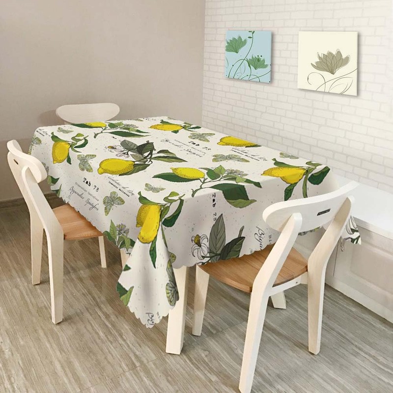 Walmsco Tablecloth Yellow Lemon Butterfly Decor For Dining Room Kitchen
