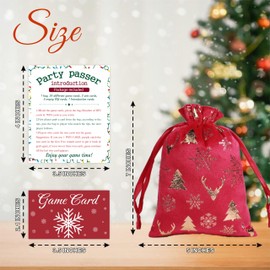 Christmas 44 Game Cards With Pass Bag, Red & Gold, Christmas Pass Game Bag Set, Funny Games To Play With Family, Friends，Fun Xmas Event & Prize Game，Home & Office Holiday Party Supplies & Favor - A07