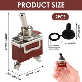 2 x Toggle Switch 12 V, Toggle Switch 230 V, Toggle Switch Waterproof, Double Pole Double Toggle Switch 12 V DC, 15 A, 2 Pin, On/Off Spst with Waterproof Cap Ideal for Car, Truck, Boat