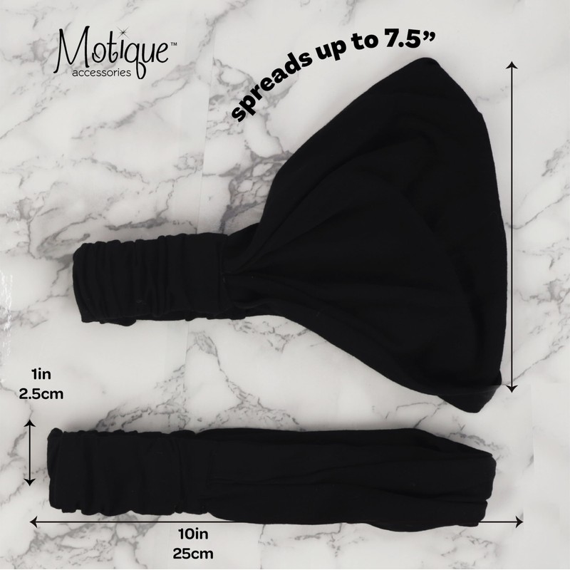 Black Wide Cotton Head Band Solid Boho Yoga Style Soft