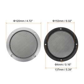 sourcing map 2 Pcs 5inch Black Speaker Grill Mesh Metal Woofer Guard Protector Dust Cover Iron Gray Decorative Circle ABS Frame with Screws for Home Audio Car Speaker Replacement