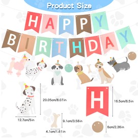 KFHENSOMR Dog Theme Banner Happy Birthday Banner with Cute Dog Backdrop Colorful Decoration Puppy Birthday Decorations Banners Dogs Themed Banners Kids Baby Dogs Birth day Party Supplies