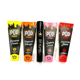 Pop Cones Mix Flavors Cones 1 1/4 (4 packs) with DeLaCruzV Tube.