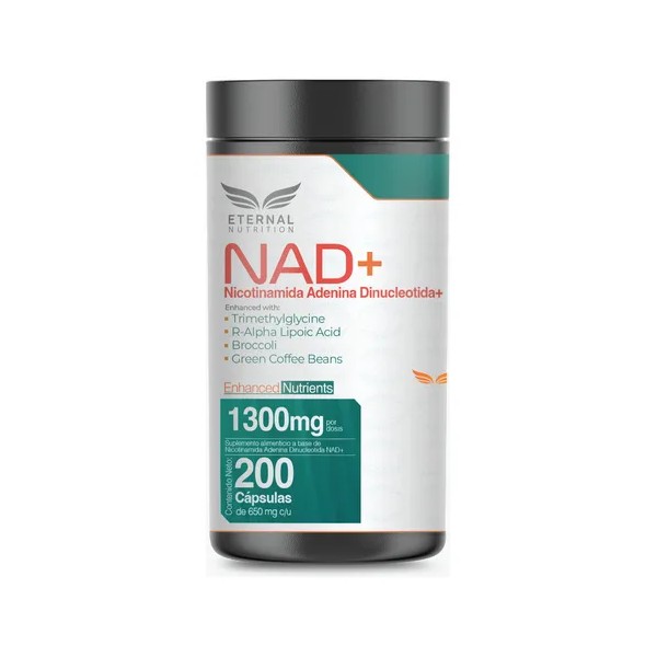 NAD+ 200 capsulas (1300mg por porcion) con Trimethylglycine y Acido