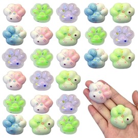 24pcs Mini Cat Paw Squishies Squishy Toy ,Cat Paw Party Favors for Kids, Cat's paw Mochi Squishy Toys，Cat Paws Mochi Toys,Stress Relief for Party Favors,Novelty Things for Adults Kids（2）