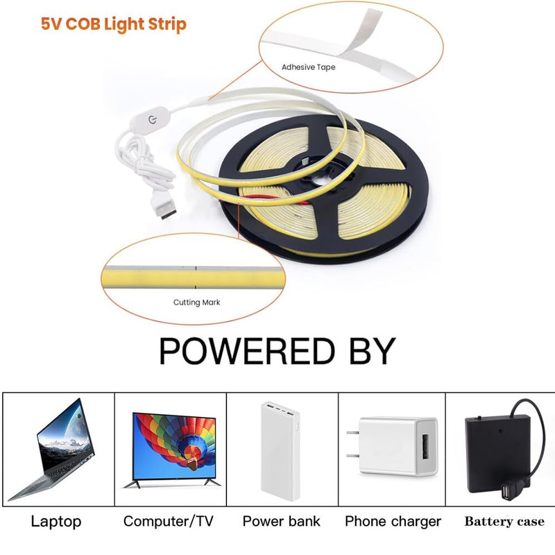 Wisada 5V Touch Dimmable LED Light Strip USB Switching Power