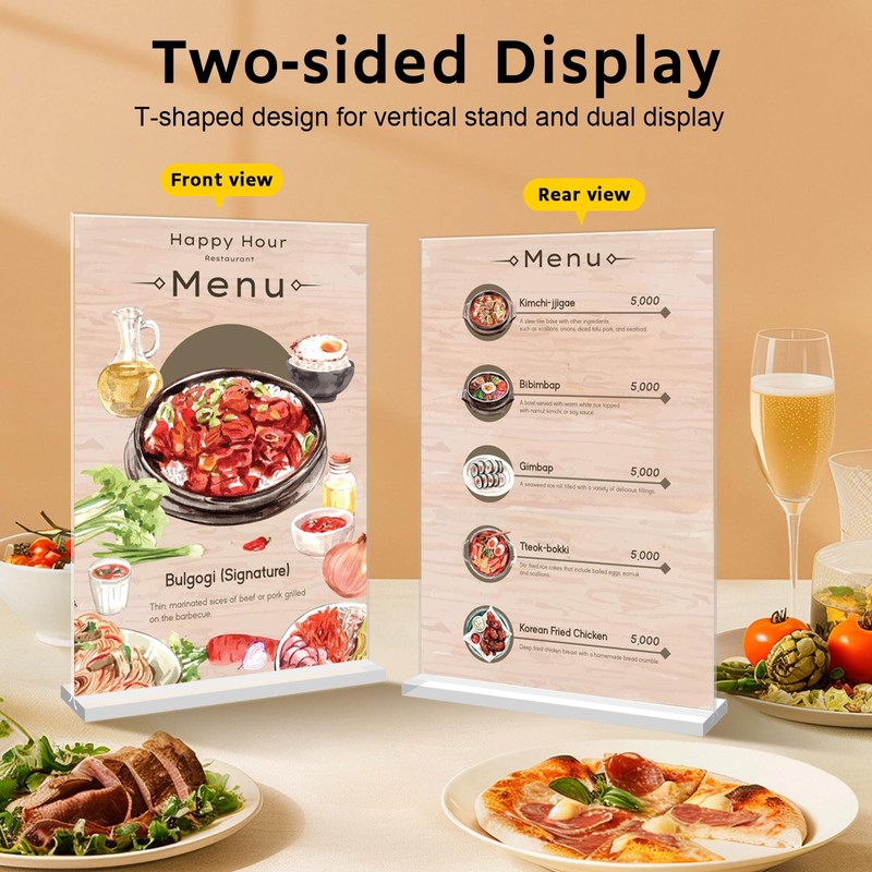 6 Stück Tischaufsteller A6, T Form Acryl Ständer Preisschilder Aufsteller