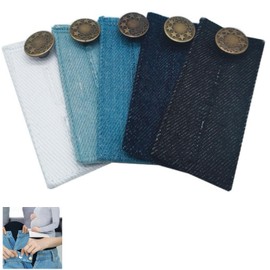 Hawfund 5 x women's trouser waistband extensions, 8.3 x 3.5 cm, adjustable trouser extension with 2 buttons (2-5 cm), no sewing for pregnancy and everyday use, high-quality cotton and elastic metal