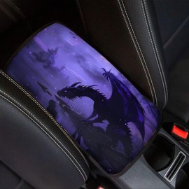 Jeiento Auto Center Console Armrest Cover Purple Dragon Lake Universal Fit Soft Comfort Center Console Armrest Cushion for Car Seat Handrail Box
