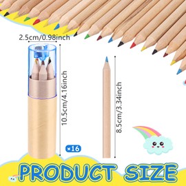 ULELE 16 Pack Mini Drawing Colored Pencils with Sharpener Mini Drawing Pencils for Kids 3.3inch Short Fat Color Pencils in Tube Coloring Pencil Bulk for Adult Coloring Books, Classroom School Drawing
