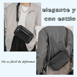 NELAPARO Bandolera Hombre, Crossbody Hombre, Bolso Correa De Hombro Desmontable, Bolsa Mensajero Bandolera Piel, Impermeable Bolsa Crossbody-negro