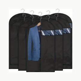 2 Pcs Long Garment Bags Hanging Dress Storage Bags Suit Protector Covers Plastic Dress Covers Clothes Protecting Bags with Zipper Clear Pocket