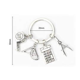 OBEISN Creative Keyring for Women, Practical Companion with Calculator, Compass and Ruler, Stylish Gift for Girlfriends, Gifts for Women, Silver1, S