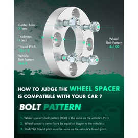 SCITOO 2Pcs Wheel Adapters 1 inch 4x4.5 to 4x100 Bore 71mm Studs 12x1.5 4 Lug Wheel Spacers Adapters Fit for for Ford Festiva for Toyota Celica Cressida Van for Honda for Accord for Honda