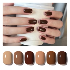 GAOY Gel Nail Polish, Brown Caramel Nude Red Gel Polish Kit for Salon Manicure and Nail Art DIY at Home