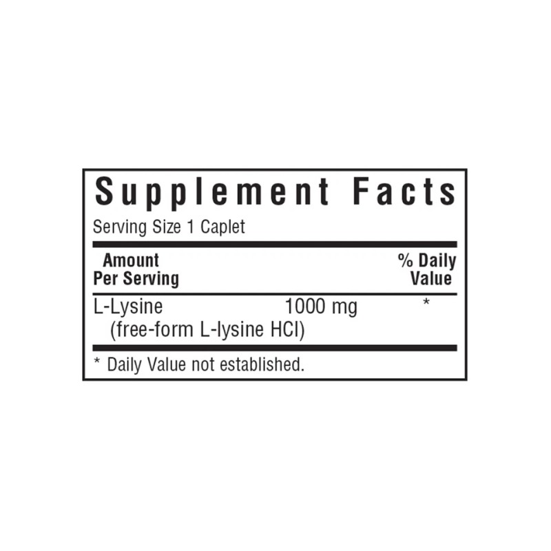 Bluebonnet L-Lysine 1000 Mg 100 Caplets, free-form Amino-Acid, Immune support