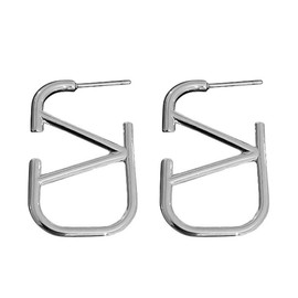 LuLiyLdJ Women's Geometric Earrings with Silver Letters (2 Pieces), Alloy Steel