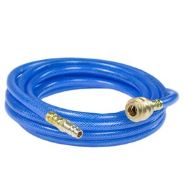 as - Schwabe Compressed Air Hose 5 m - Max 15 Bar - Connection NW 7.2 - Compressed Air Hose 9 x 3 mm with Polyester Fabric Insert - Compressor Hose with Quick Release Coupling & Plug Nozzle - Blue,